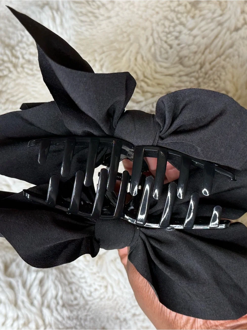 Black Bow Hair Clip with Matching Black Jaw Clip